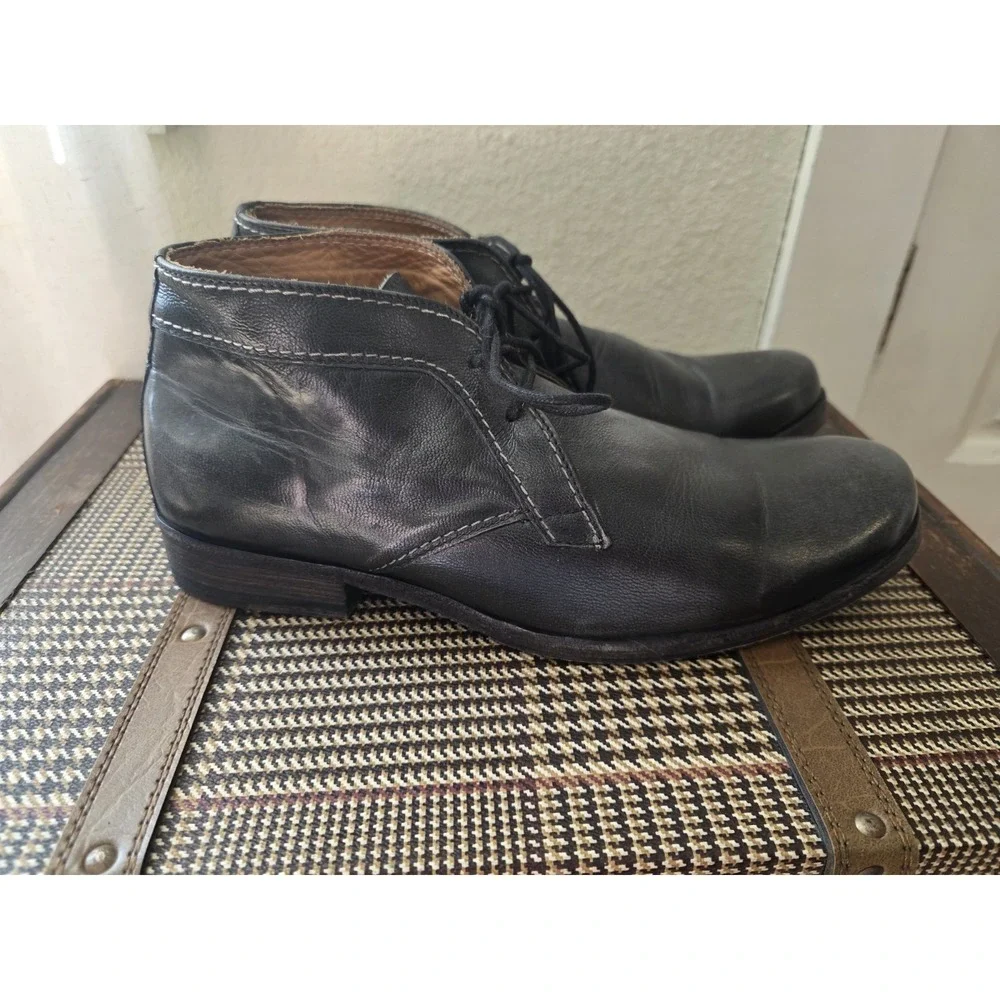 Bed Stu Gray Leather Ankle Boots Men's Size 9.5 Casual Lace Up Chukka Shoe